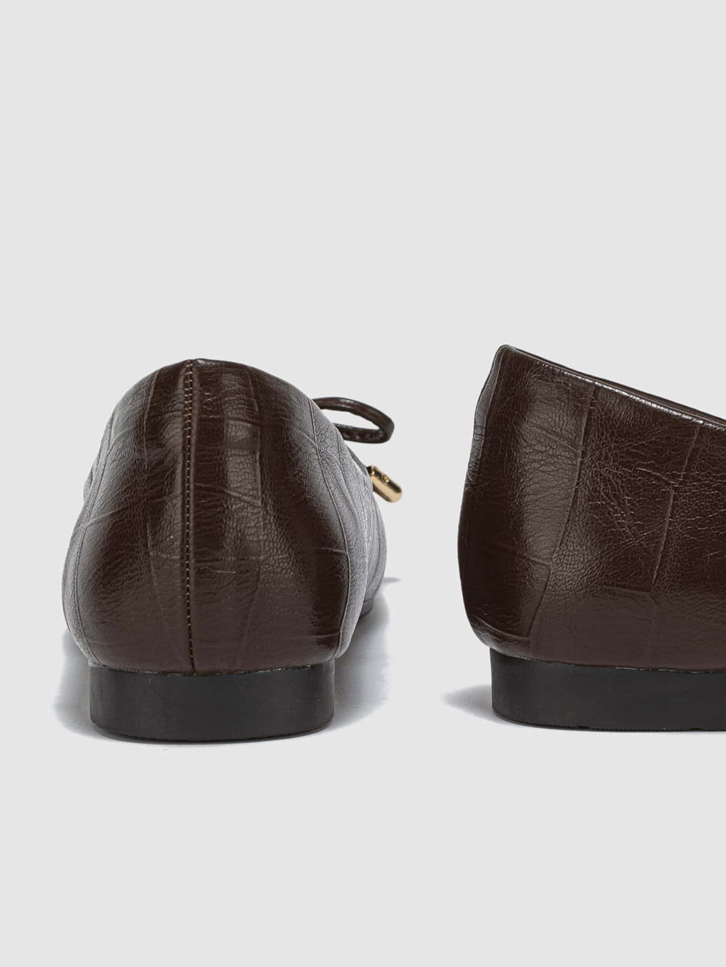 2025 Autumn Elegant Brown Ballet Shoes For Women, Crocodile Embossed Bow Decor Square Toe Flats - Image 4