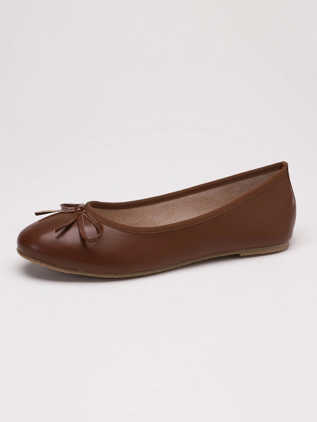 Women's Brown Ballet Flat Shoes, Low-Top Soft Sole Comfortable Lightweight Bow-Knot Granny Style Fashion Work & Casual Shoes, Spring/Autumn