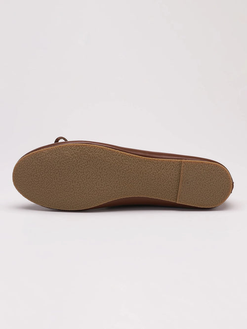 Women's Brown Ballet Flat Shoes, Low-Top Soft Sole Comfortable Lightweight Bow-Knot Granny Style Fashion Work & Casual Shoes, Spring/Autumn