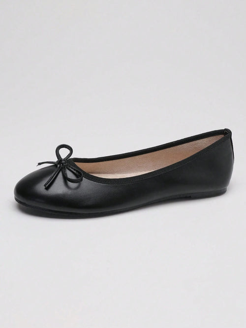Ballet Flat Shoes, Low-Top Soft Sole Comfortable Lightweight Bow-Knot Granny Fashion Work & Casual Women's Shoes, Brown, Ballet Core