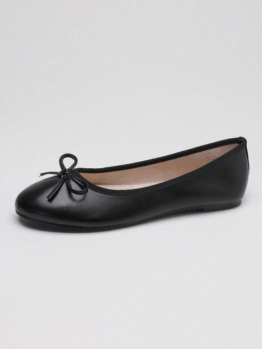 Ballet Flat Shoes, Low-Top Soft Sole Comfortable Lightweight Bow-Knot Granny Fashion Work & Casual Women's Shoes, Brown, Ballet Core - Image 1