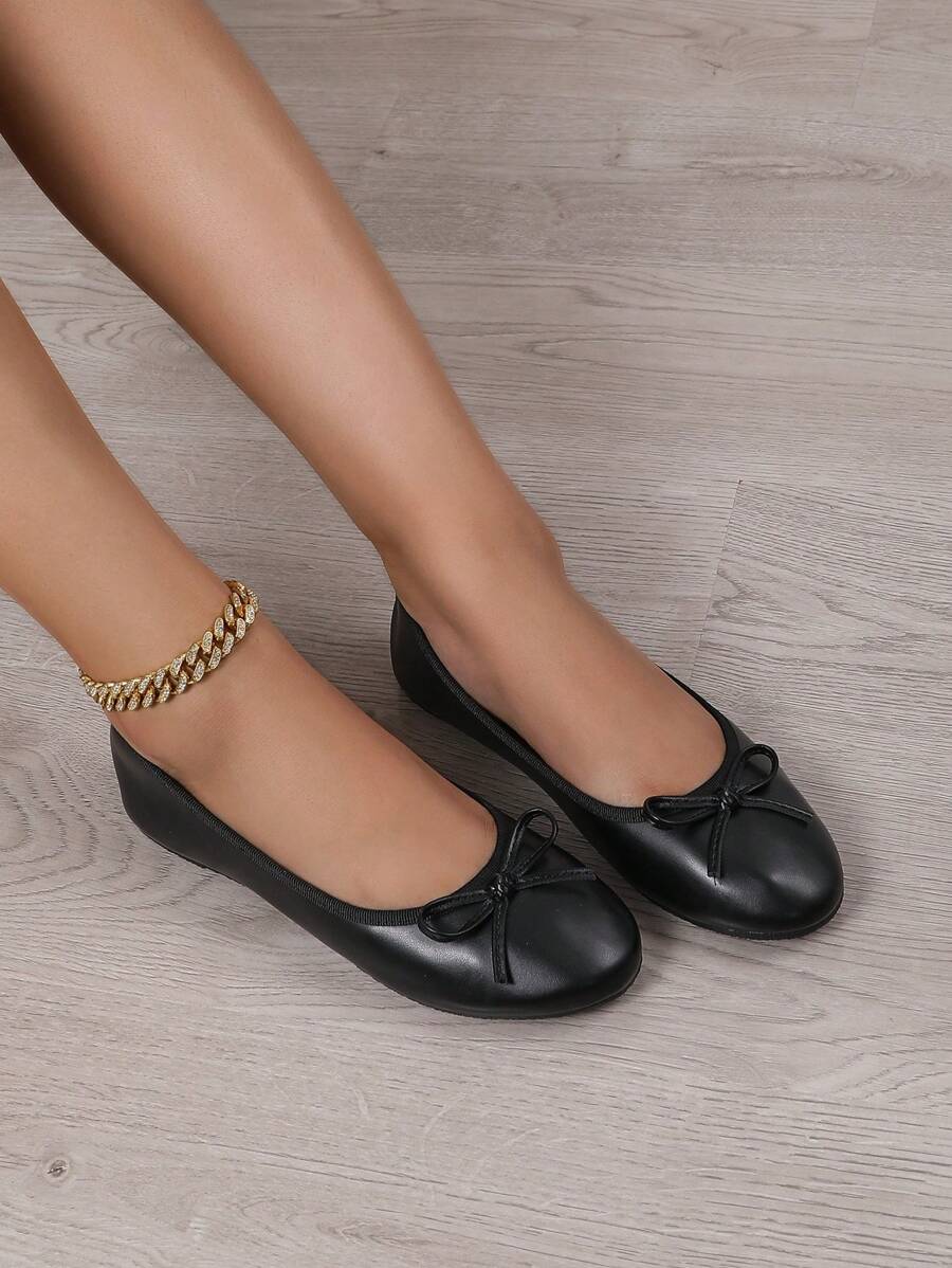Ballet Flat Shoes, Low-Top Soft Sole Comfortable Lightweight Bow-Knot Granny Fashion Work & Casual Women's Shoes, Brown, Ballet Core - Image 6