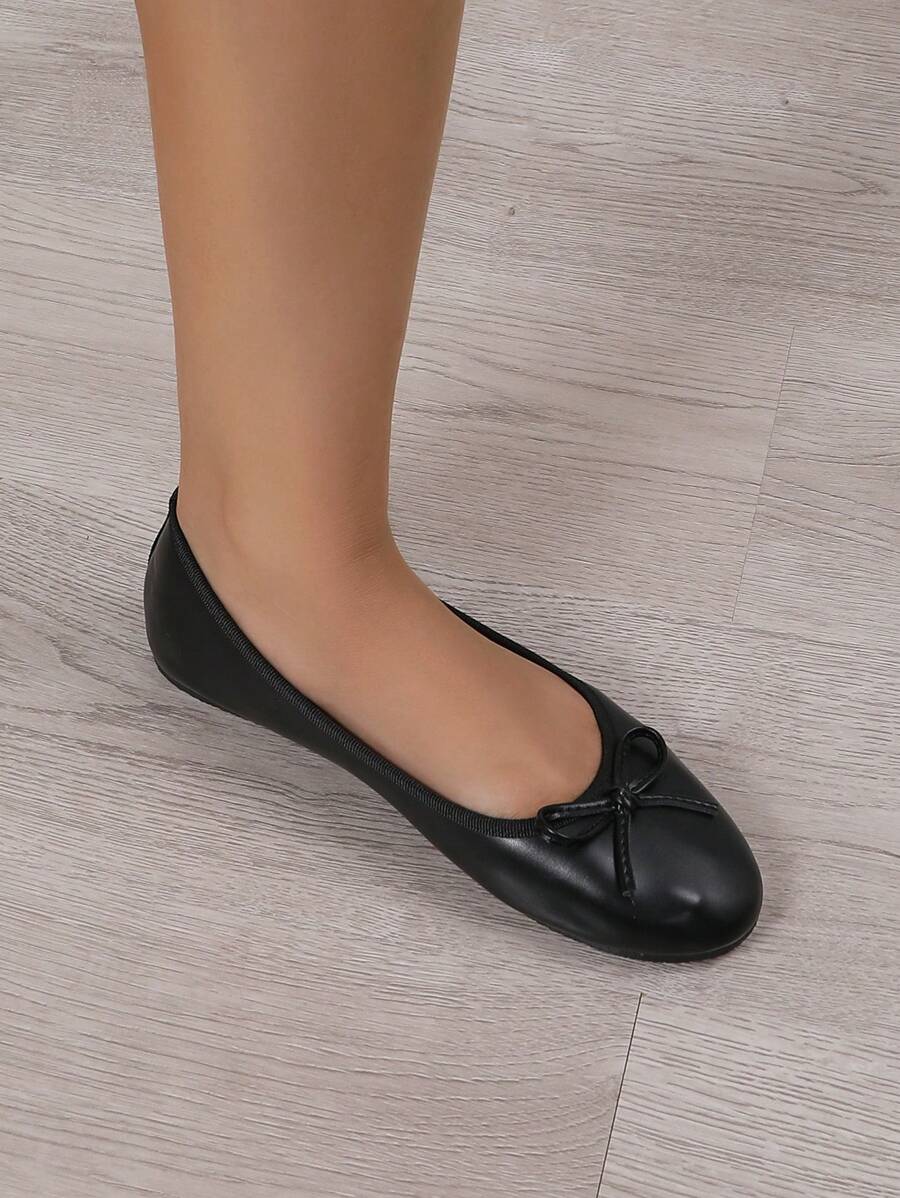 Ballet Flat Shoes, Low-Top Soft Sole Comfortable Lightweight Bow-Knot Granny Fashion Work & Casual Women's Shoes, Brown, Ballet Core - Image 8
