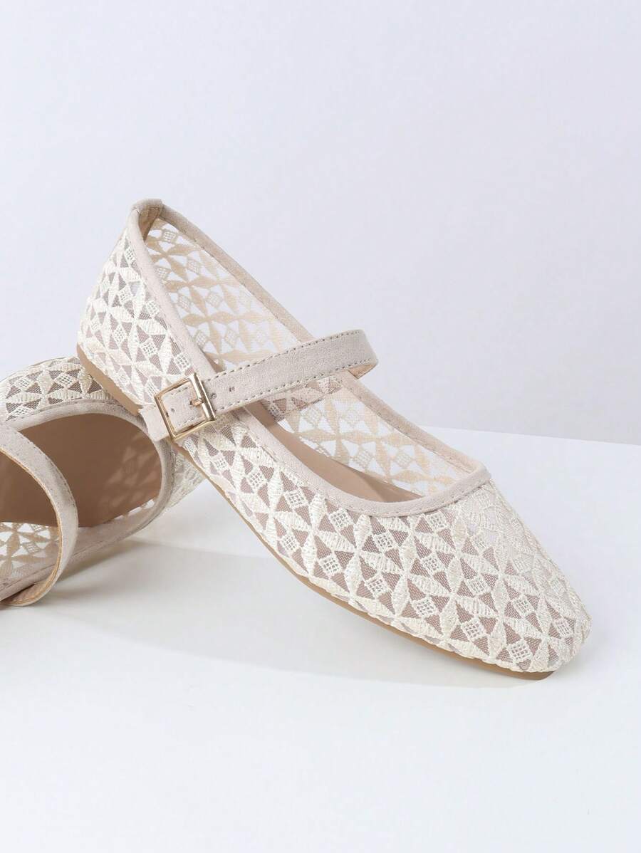 ADAMUMU Oversized Women's Fashion Handmade PU Woven High-End Mary Jane Ballet Shoes With Single Strap And Metal Buckle, Breathable Woven Design, Comfortable Flat Shoes For Daily Commute / Vacation Casual Wear, Ballet Core - Image 18