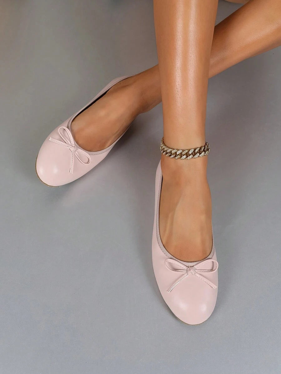 Ballet Flat Shoes, Spring/Autumn Low-Top Soft Sole Comfortable Lightweight Bow-Knot Granny Fashion Work & Casual Women's Shoes, Brown - Image 4