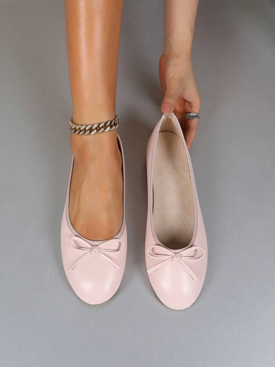 Ballet Flat Shoes, Spring/Autumn Low-Top Soft Sole Comfortable Lightweight Bow-Knot Granny Fashion Work & Casual Women's Shoes, Brown - Image 2