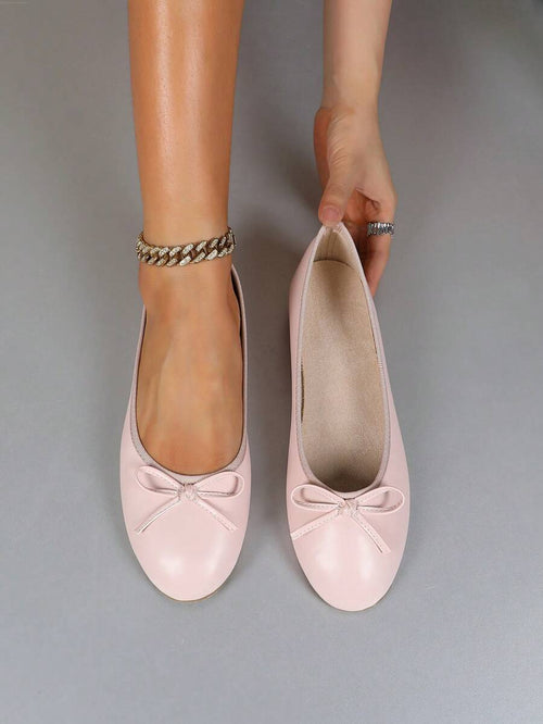 Ballet Flat Shoes, Spring/Autumn Low-Top Soft Sole Comfortable Lightweight Bow-Knot Granny Fashion Work & Casual Women's Shoes, Brown - Image 2