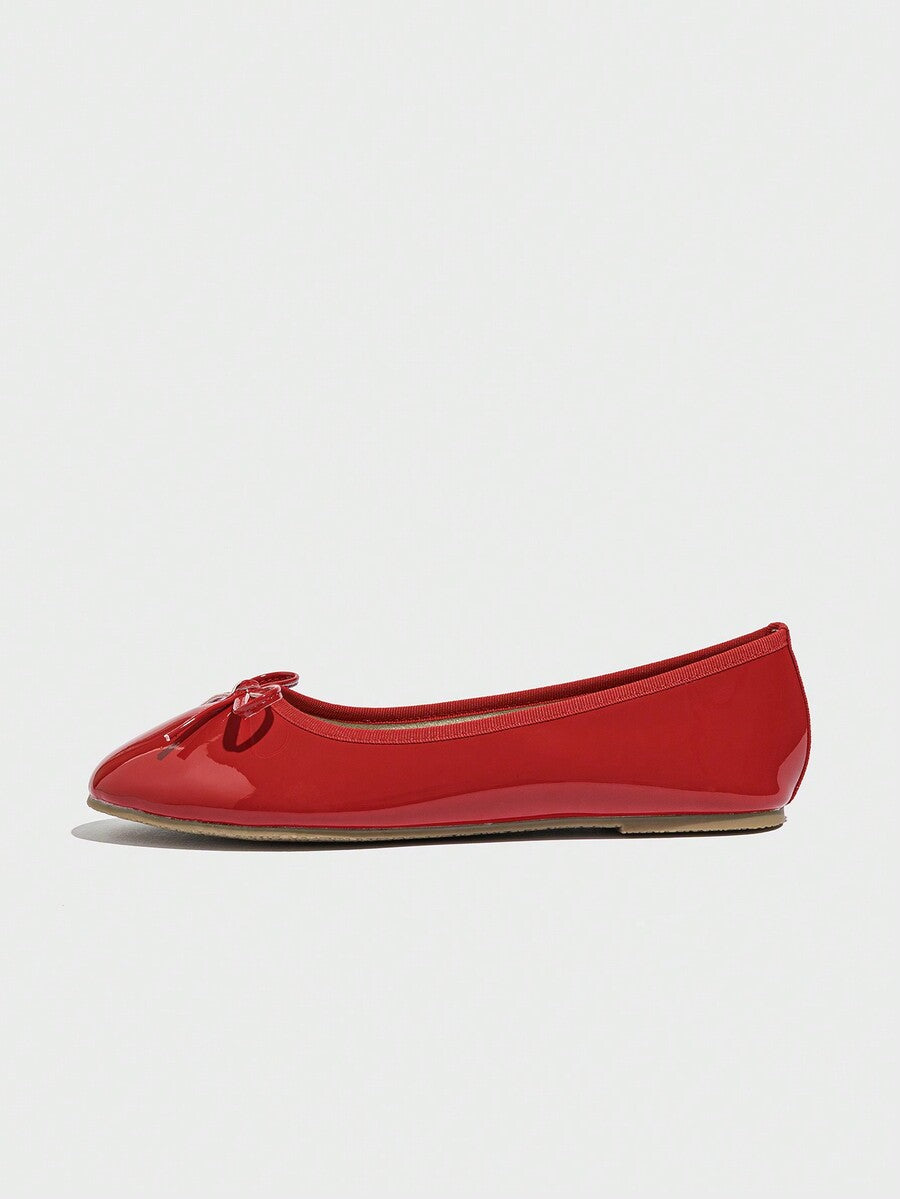 ROMWE Kawaii Women's Red Mary Jane Loafers, Closed Toe, Bow Lace Lolita Ballet Flats For Christmas Y2K 2000s Style - Image 11