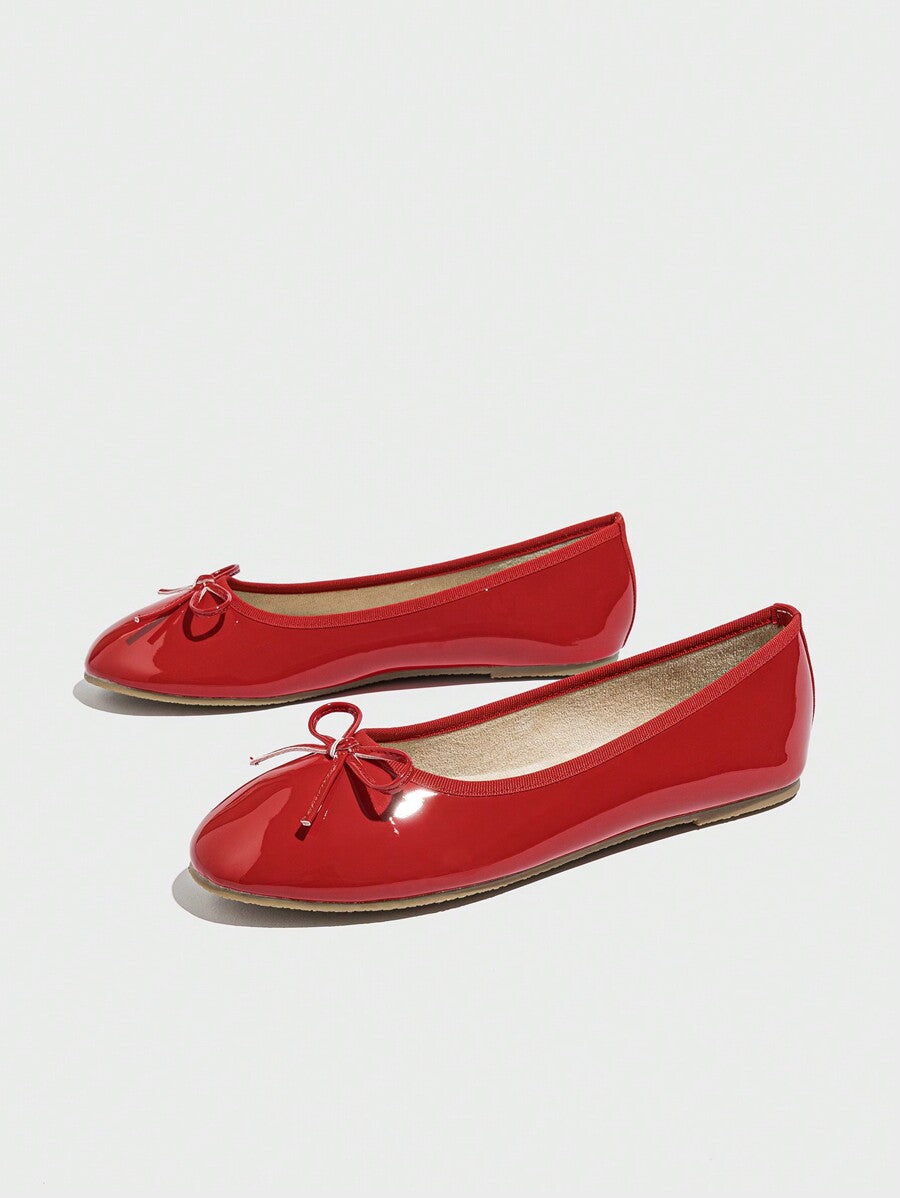 ROMWE Kawaii Women's Red Mary Jane Loafers, Closed Toe, Bow Lace Lolita Ballet Flats For Christmas Y2K 2000s Style - Image 10