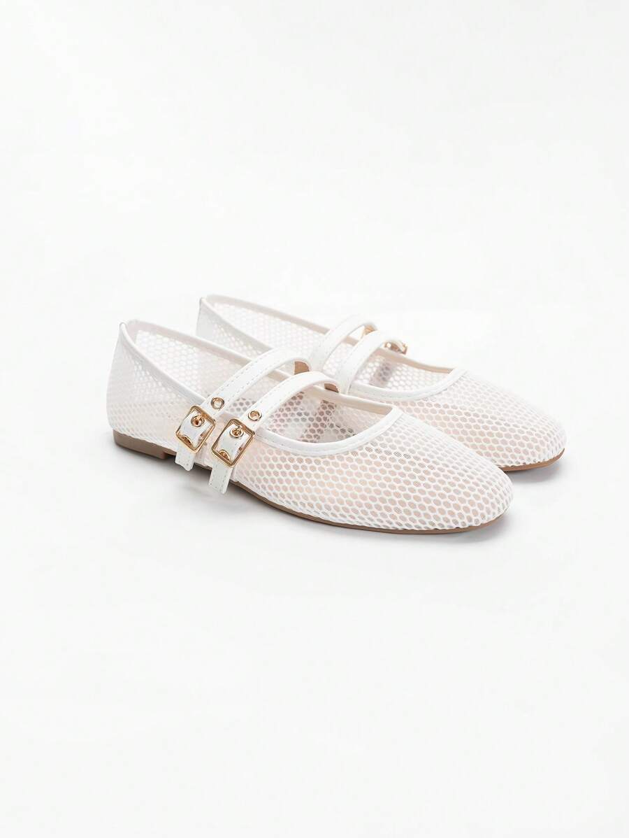 ADAMUMU Oversized Women's Fashion Handmade PU Woven High-End Mary Jane Ballet Shoes With Single Strap And Metal Buckle, Breathable Woven Design, Comfortable Flat Shoes For Daily Commute / Vacation Casual Wear, Ballet Core - Image 14