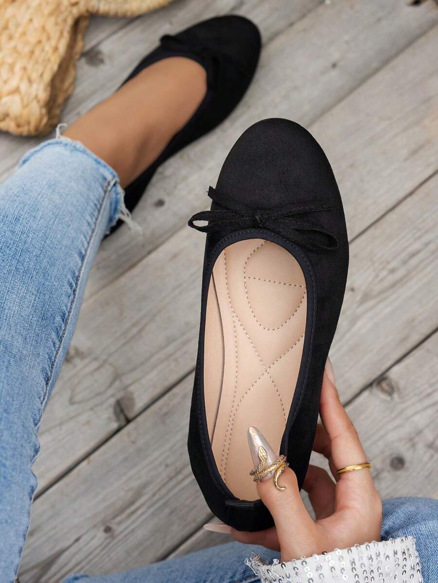 Ballet Flat Shoes, Low-Top Soft Sole Comfortable Lightweight Bow-Knot Granny Fashion Work & Casual Women's Shoes, Brown, Ballet Core - Image 43
