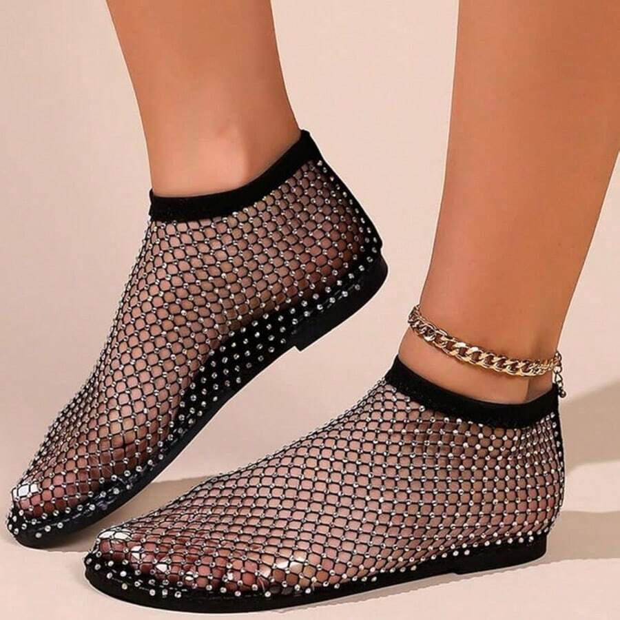 Nöista A Pair Of Fashionable Brown Flat Mesh Ballet Shoes, Featuring Breathable Mesh Design And Delicate Lace-Up Details, Creating A Modern Feminine Look. - Image 23