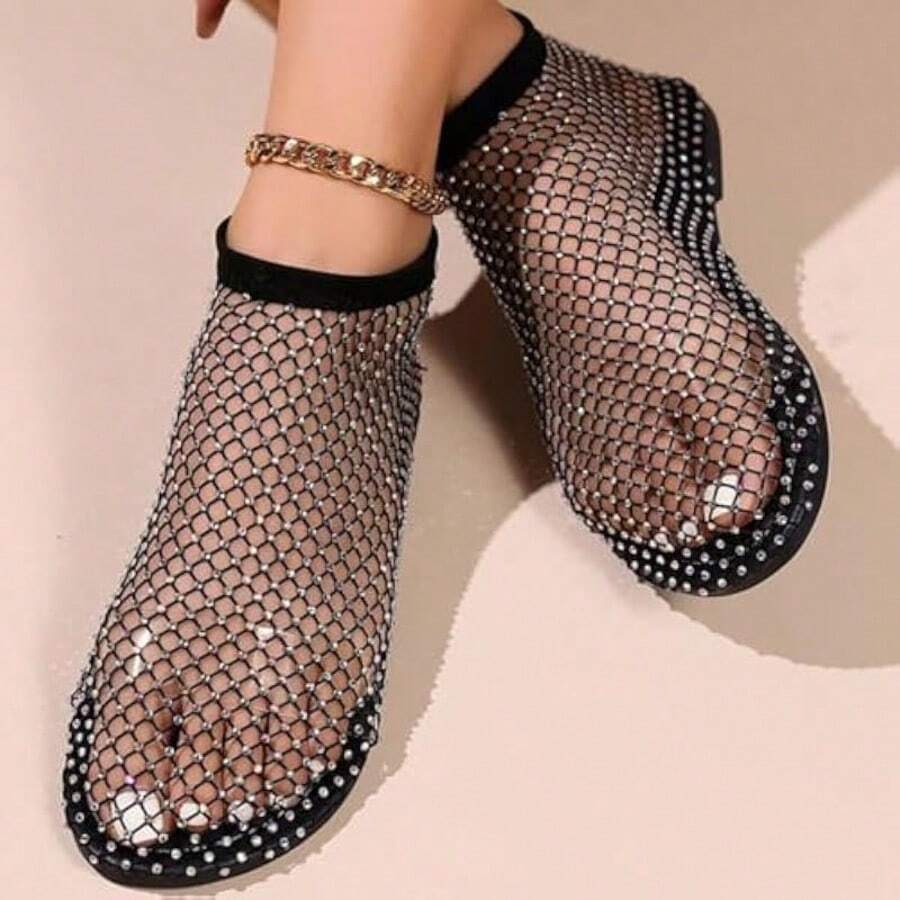 Nöista A Pair Of Fashionable Brown Flat Mesh Ballet Shoes, Featuring Breathable Mesh Design And Delicate Lace-Up Details, Creating A Modern Feminine Look. - Image 21