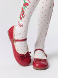 ROMWE Kawaii Women's Red Mary Jane Loafers, Closed Toe, Bow Lace Lolita Ballet Flats For Christmas Y2K 2000s Style - Image 1