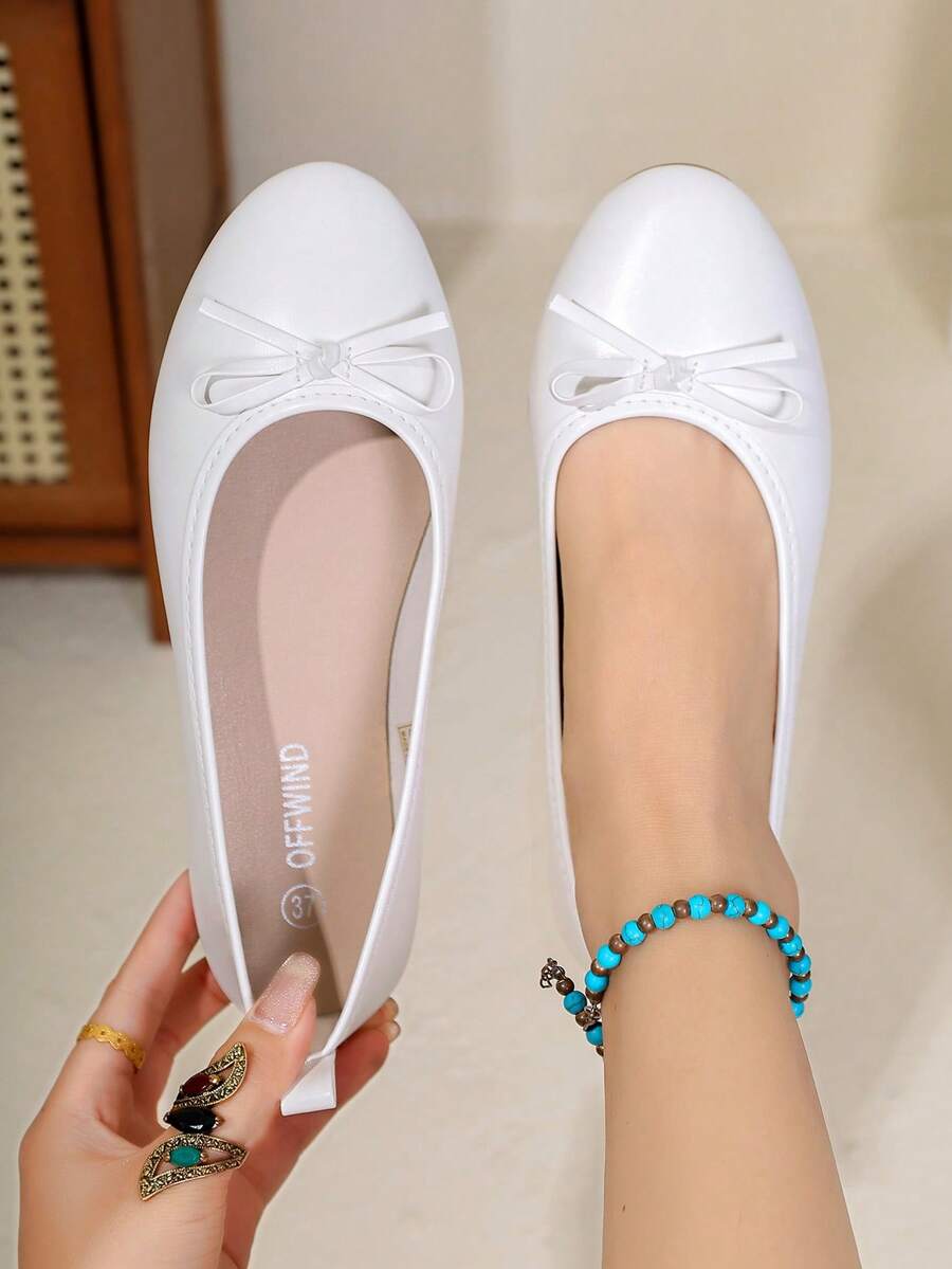 Women's Brown Ballet Flat Shoes, Low-Top Soft Sole Comfortable Lightweight Bow-Knot Granny Style Fashion Work & Casual Wear, Spring/Autumn - Image 35