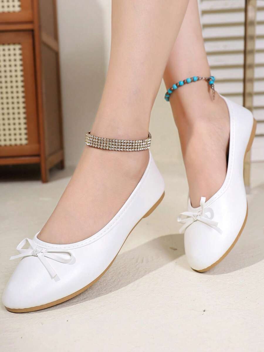 Women's Brown Ballet Flat Shoes, Low-Top Soft Sole Comfortable Lightweight Bow-Knot Granny Style Fashion Work & Casual Wear, Spring/Autumn - Image 36