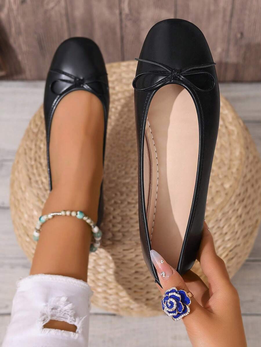 Ballet Flat Shoes, Low-Top Soft Sole Comfortable Lightweight Bow-Knot Granny Fashion Work & Casual Women's Shoes, Brown, Ballet Core - Image 27