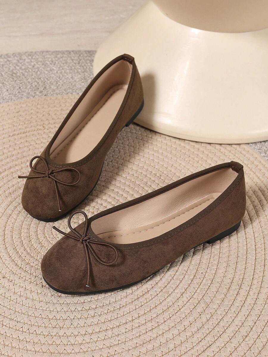 Ballet Flat Shoes, Low-Top Soft Sole Comfortable Lightweight Bow-Knot Granny Fashion Work & Casual Women's Shoes, Brown, Ballet Core - Image 29