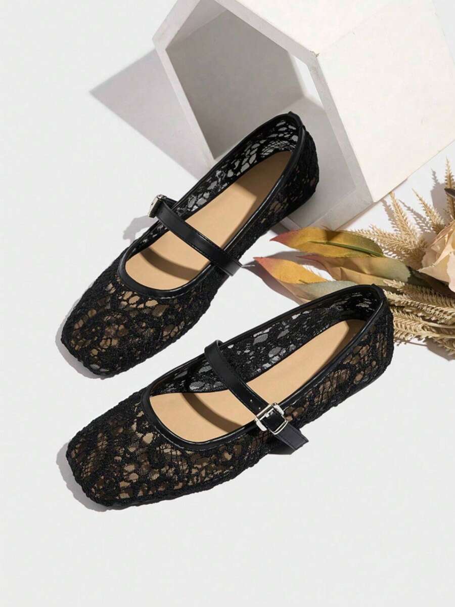 2025 Autumn Women's Round Toe Mesh Ballet Flats, Embroidered Floral & Pearl Decor Design, Elegant Minimalist Breathable Retro Mary Jane Slip-On Style - Image 12