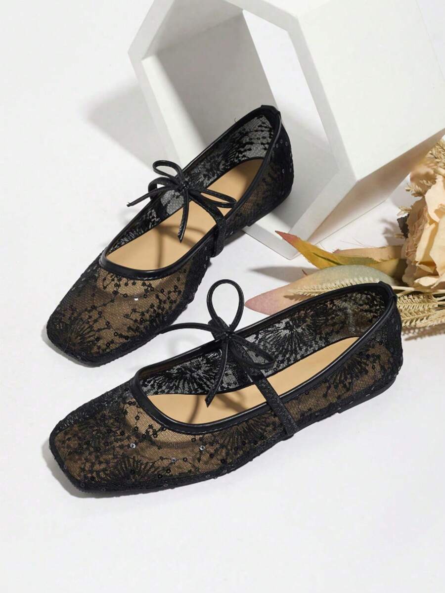 2025 Autumn Women's Round Toe Mesh Ballet Flats, Embroidered Floral & Pearl Decor Design, Elegant Minimalist Breathable Retro Mary Jane Slip-On Style - Image 32