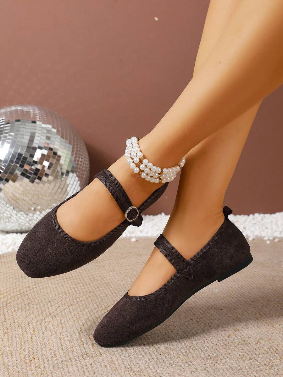 Women's Flat Shoes, Retro Ballet Style, Comfortable Low Heel Flat Shoes, Strap Buckle Suede Mary Jane Flat Shoes, Brown,Mothers Day Gift - Image 8