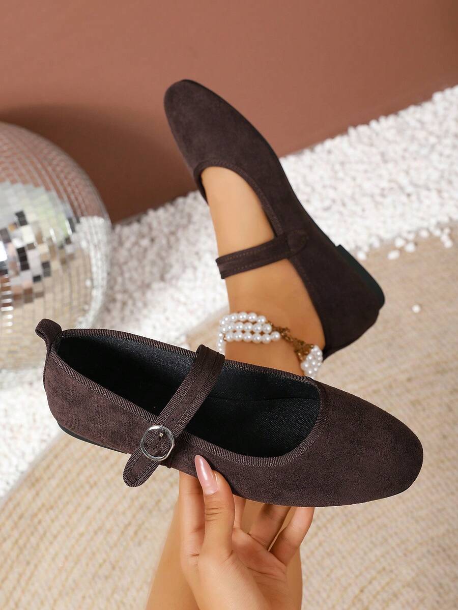 Women's Flat Shoes, Retro Ballet Style, Comfortable Low Heel Flat Shoes, Strap Buckle Suede Mary Jane Flat Shoes, Brown,Mothers Day Gift - Image 6