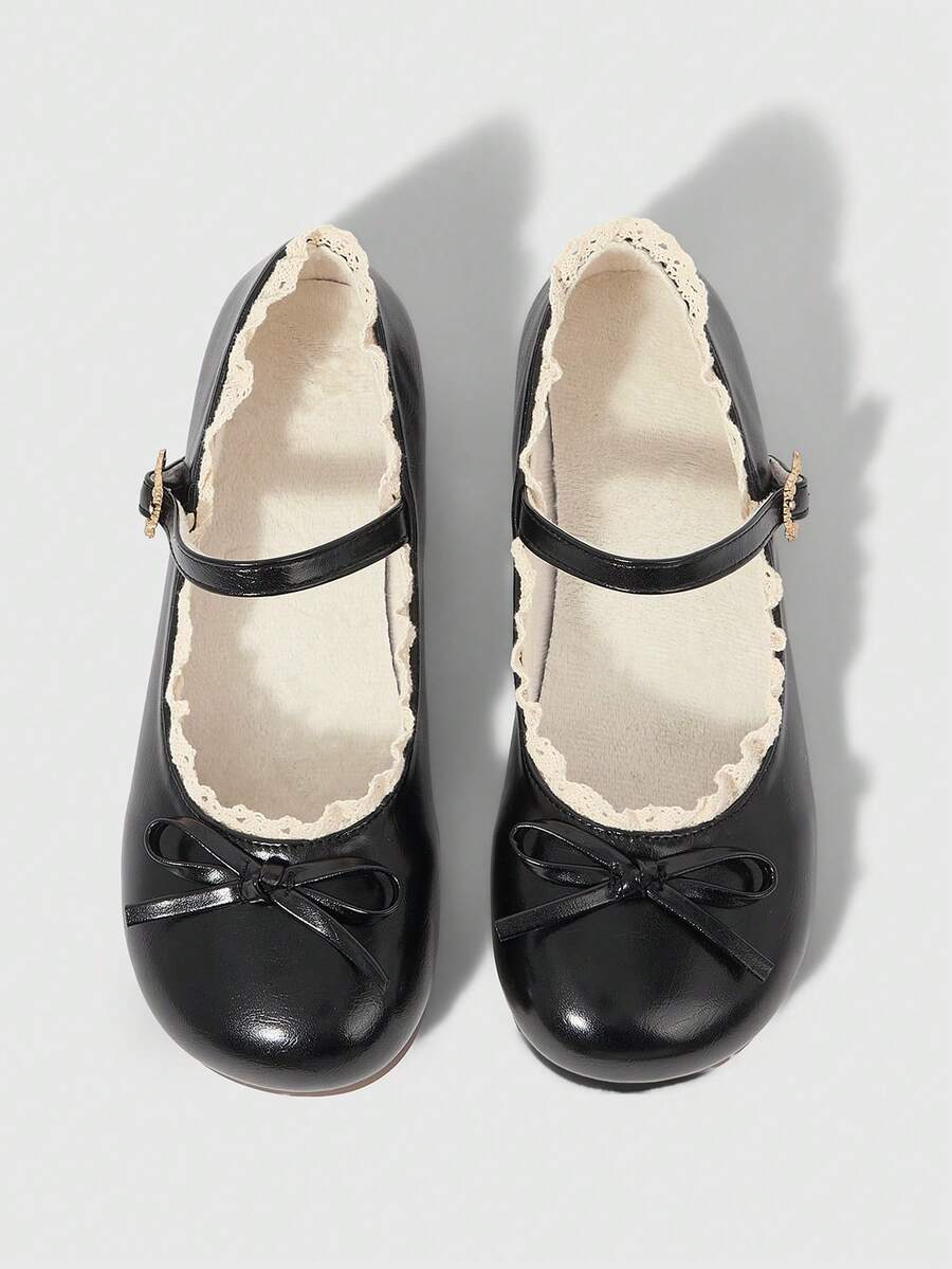 ROMWE Kawaii Women Shoes Brown Loafers Closed Toe Mary Jane Shoes Bow Lace Lolita Shoes Ballet Dance Shoes Women's Flat Shoes - Image 1
