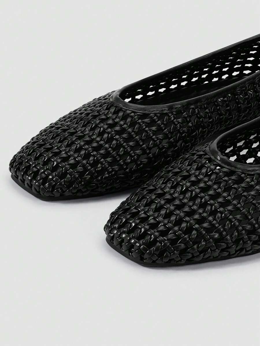 ADAMUMU Plus Size New Handmade PU Woven Low Vamp Flat Shoes For Women, Woven Texture Design, Vintage Luxury, Daily Commute Elegant Versatile Comfortable Women's Shoes, Quiet Luxury - Image 6