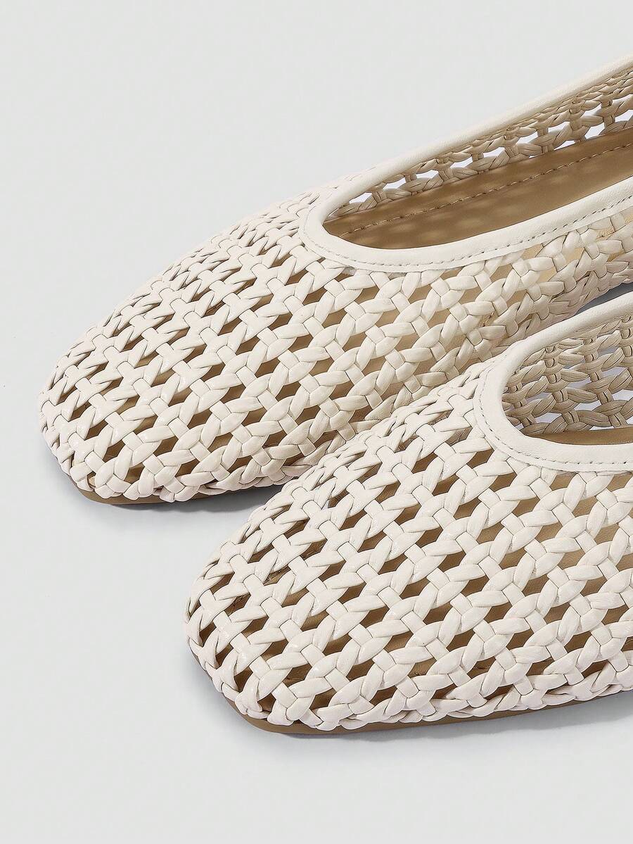 ADAMUMU Plus Size New Handmade PU Woven Low Vamp Flat Ballet Shoes For Women, Woven Texture Design, Vintage Luxury, Daily Commute, Elegant Versatile Comfortable Women's Shoes, Ballet Core - Image 7