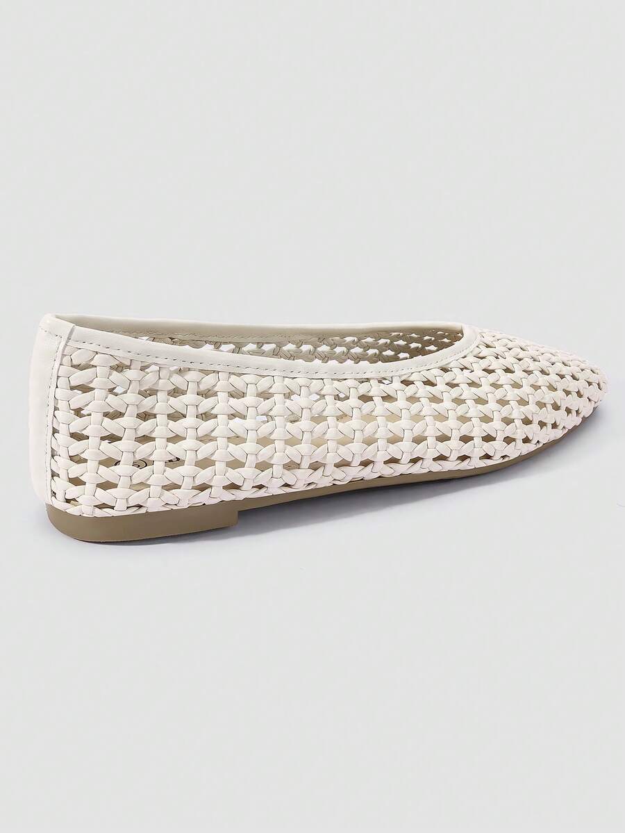 ADAMUMU Plus Size New Handmade PU Woven Low Vamp Flat Ballet Shoes For Women, Woven Texture Design, Vintage Luxury, Daily Commute, Elegant Versatile Comfortable Women's Shoes, Ballet Core - Image 6