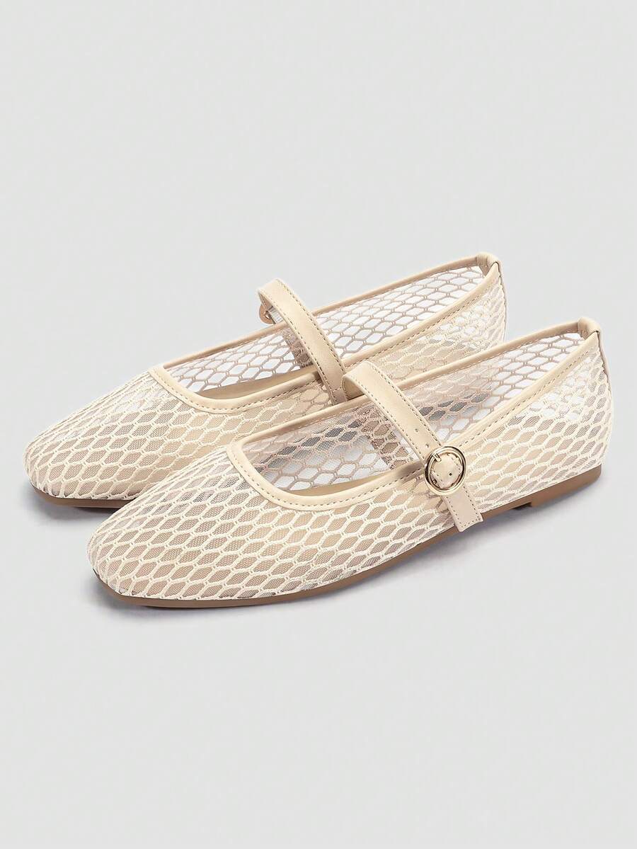 ADAMUMU Oversized Women's Fashion Handmade PU Woven High-End Mary Jane Ballet Shoes With Single Strap And Metal Buckle, Breathable Woven Design, Comfortable Flat Shoes For Daily Commute / Vacation Casual Wear, Ballet Core - Image 38