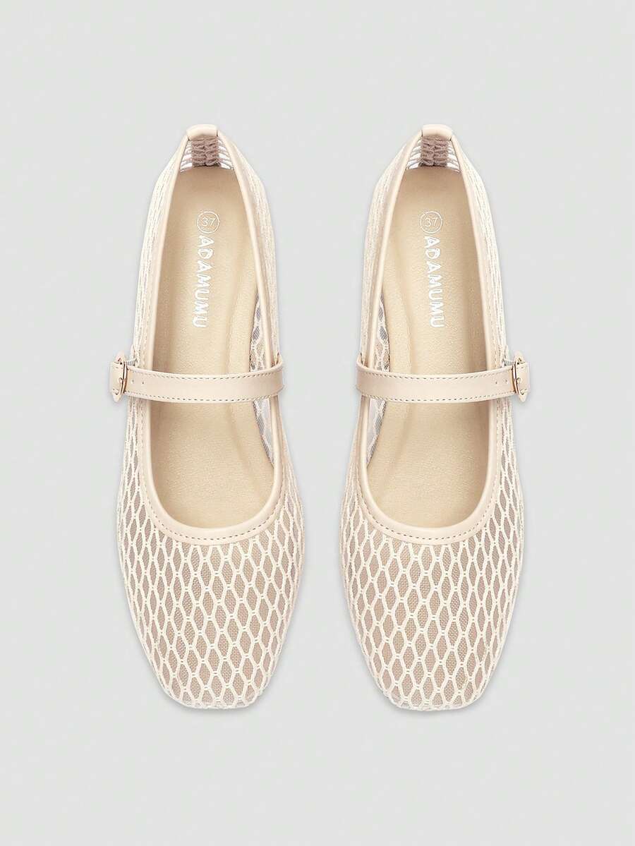 ADAMUMU Oversized Women's Fashion Handmade PU Woven High-End Mary Jane Ballet Shoes With Single Strap And Metal Buckle, Breathable Woven Design, Comfortable Flat Shoes For Daily Commute / Vacation Casual Wear, Ballet Core - Image 37