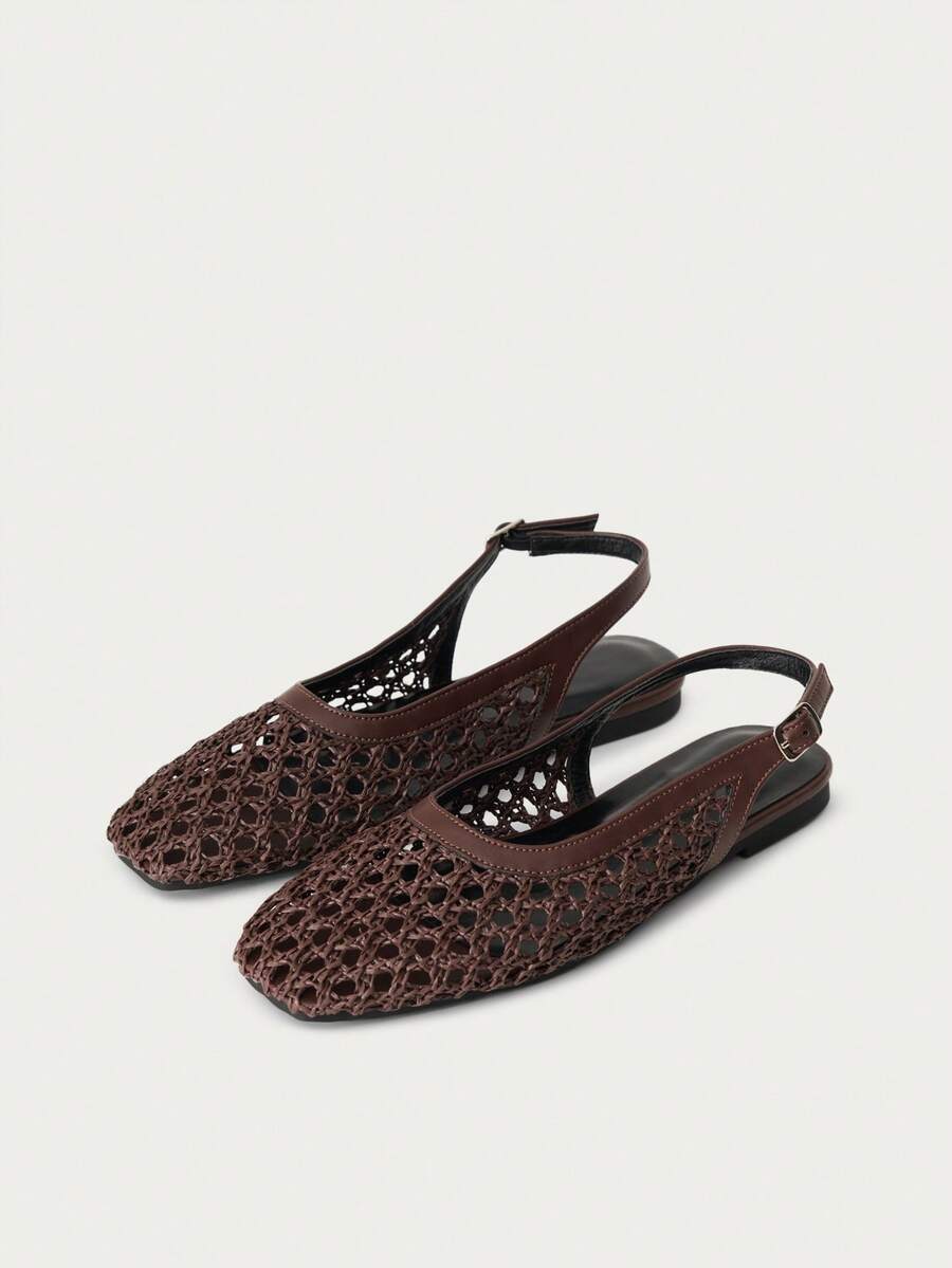 ADAMUMU Oversized Women's Fashion Handmade PU Woven High-End Mary Jane Ballet Shoes With Single Strap And Metal Buckle, Breathable Woven Design, Comfortable Flat Shoes For Daily Commute / Vacation Casual Wear, Ballet Core - Image 23