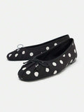 2026 Spring/Summer New Women's Shoes, Bow Decor Ballet Flats,Polka Dot - Image 5