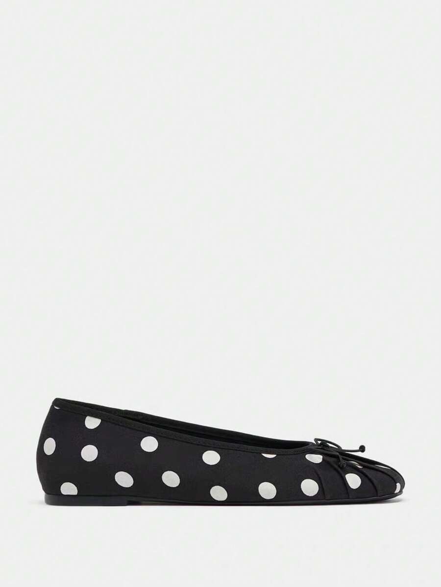 2026 Spring/Summer New Women's Shoes, Bow Decor Ballet Flats,Polka Dot - Image 3