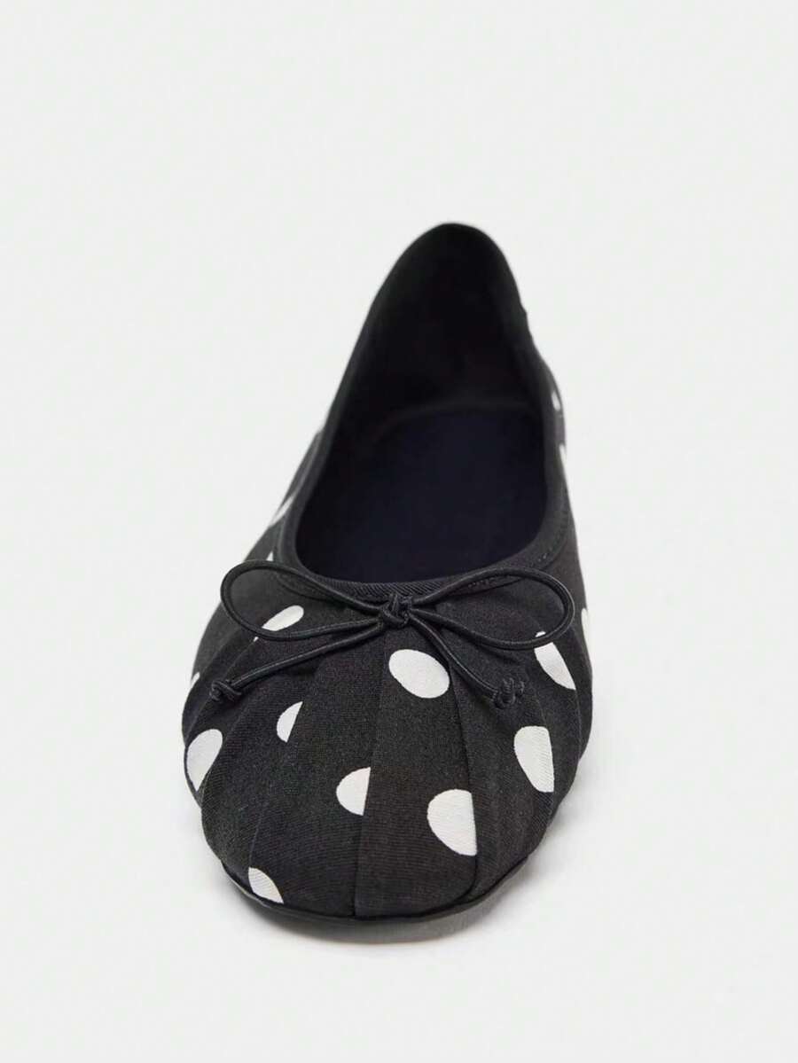 2026 Spring/Summer New Women's Shoes, Bow Decor Ballet Flats,Polka Dot - Image 4