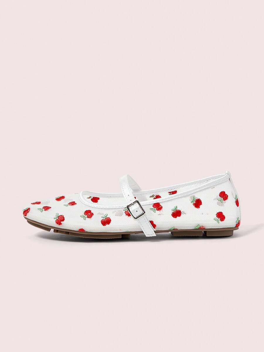 ROMWE Kawaii Women's Red Mary Jane Loafers, Closed Toe, Bow Lace Lolita Ballet Flats For Christmas Y2K 2000s Style - Image 29