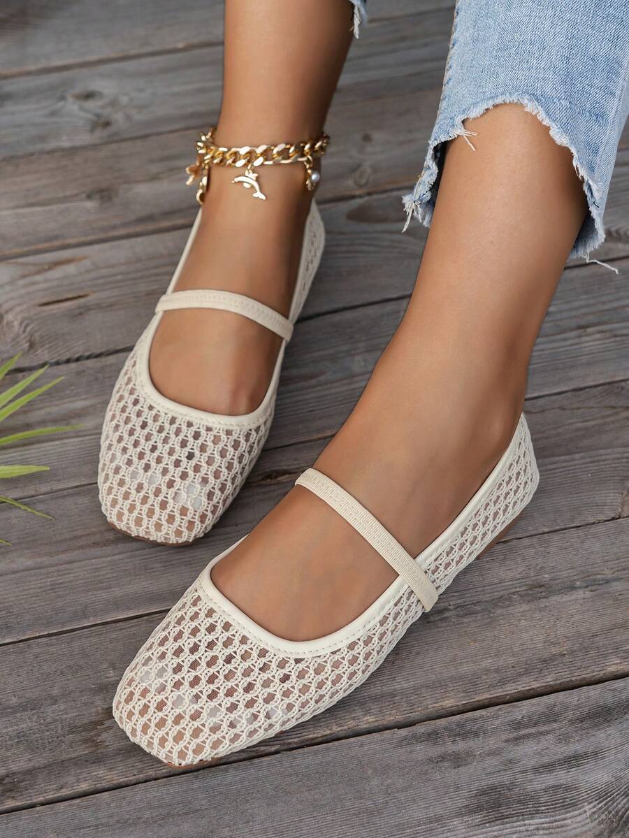 ADAMUMU Oversized Women's Fashion Handmade PU Woven High-End Mary Jane Ballet Shoes With Single Strap And Metal Buckle, Breathable Woven Design, Comfortable Flat Shoes For Daily Commute / Vacation Casual Wear, Ballet Core - Image 36