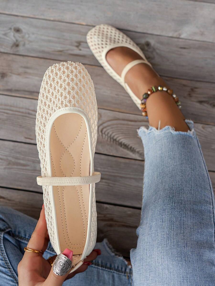 ADAMUMU Oversized Women's Fashion Handmade PU Woven High-End Mary Jane Ballet Shoes With Single Strap And Metal Buckle, Breathable Woven Design, Comfortable Flat Shoes For Daily Commute / Vacation Casual Wear, Ballet Core - Image 35