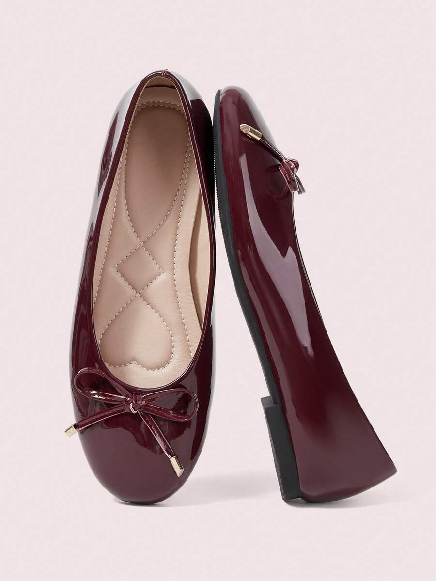 Women's Brown Ballet Flat Shoes, Low-Top Soft Sole Comfortable Lightweight Bow-Knot Granny Style Fashion Work & Casual Wear, Spring/Autumn - Image 27