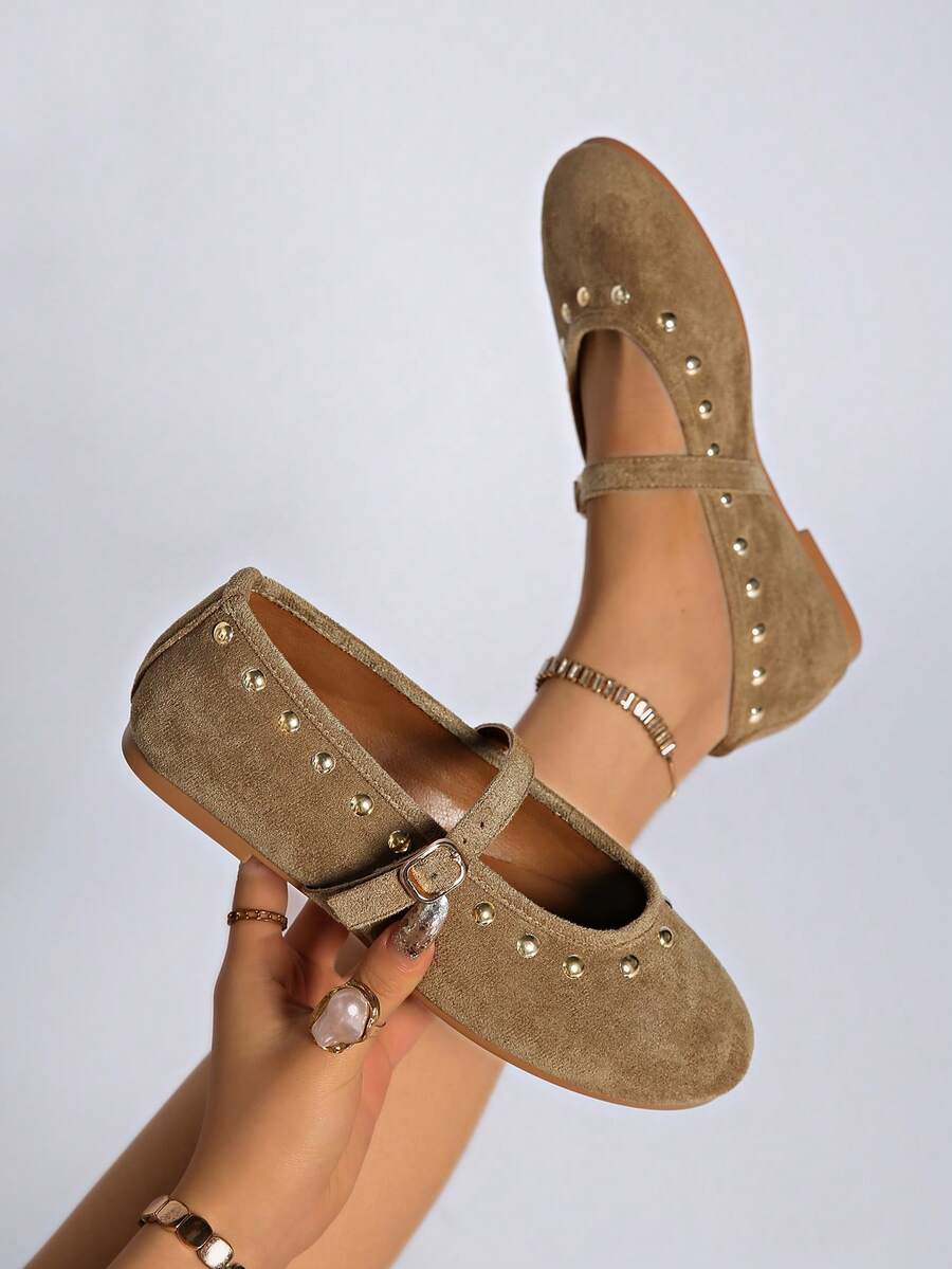 Women's Flat Shoes, Retro Ballet Style, Comfortable Low Heel Flat Shoes, Strap Buckle Suede Mary Jane Flat Shoes, Brown,Mothers Day Gift - Image 11