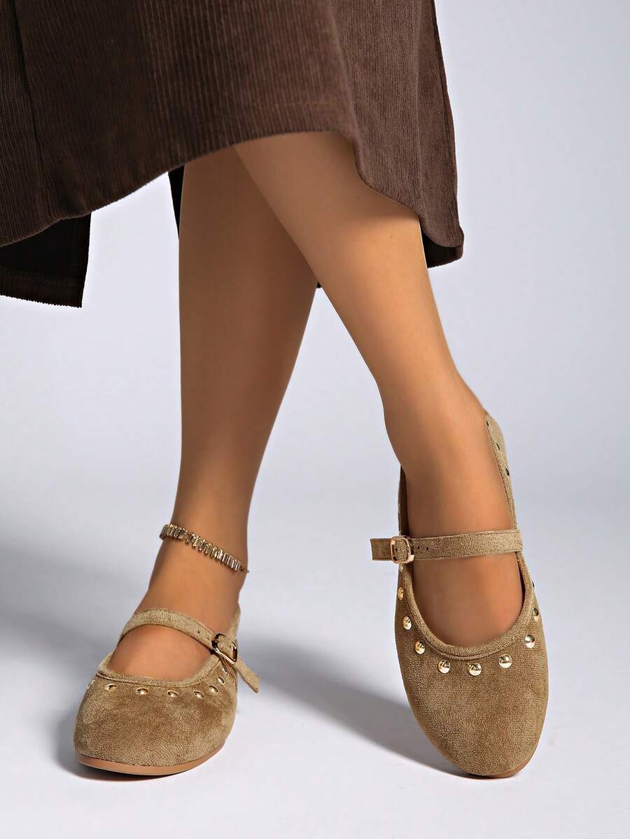 Women's Flat Shoes, Retro Ballet Style, Comfortable Low Heel Flat Shoes, Strap Buckle Suede Mary Jane Flat Shoes, Brown,Mothers Day Gift - Image 12