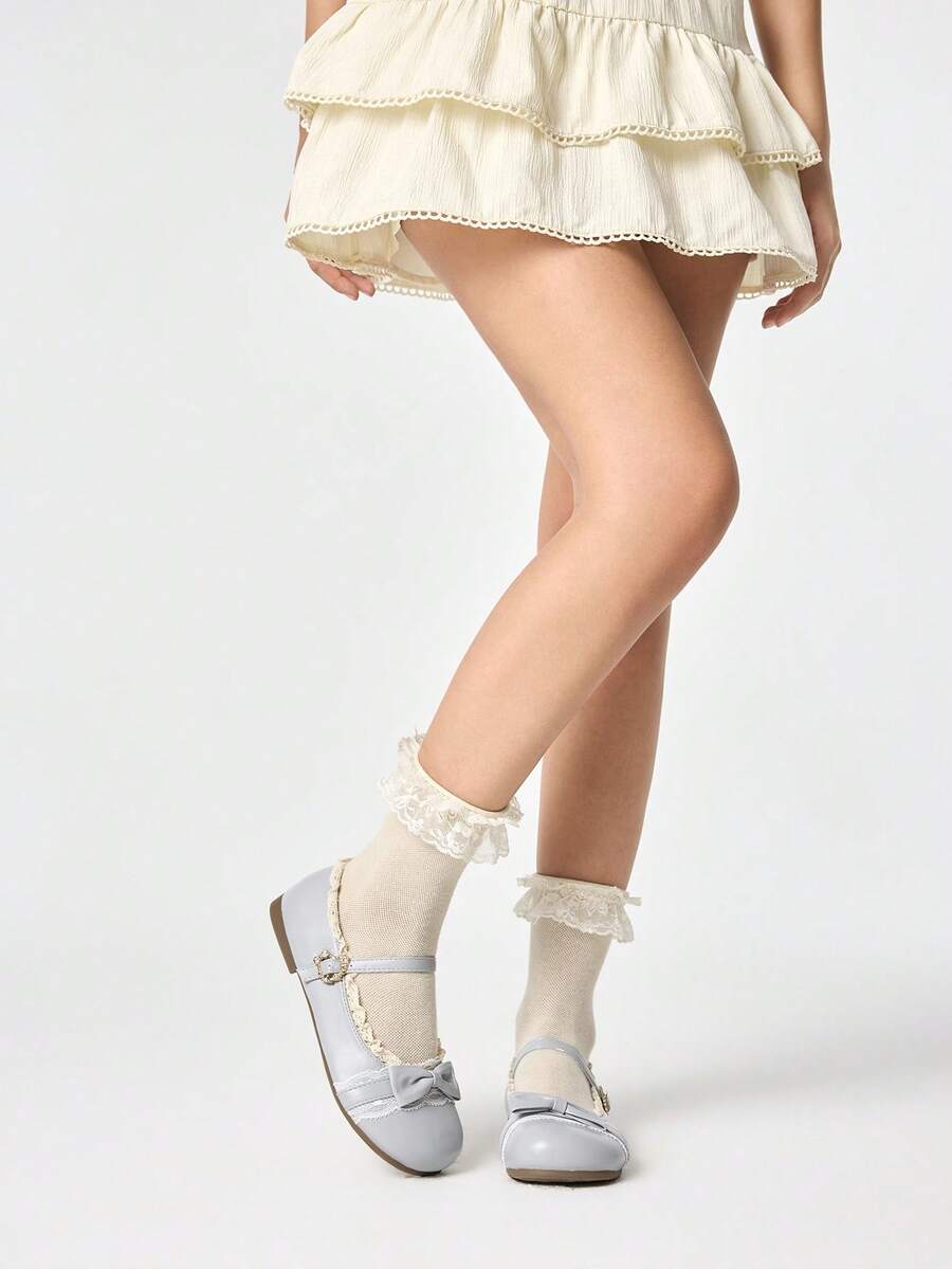 ROMWE Kawaii Women's Red Mary Jane Loafers, Closed Toe, Bow Lace Lolita Ballet Flats For Christmas Y2K 2000s Style - Image 31