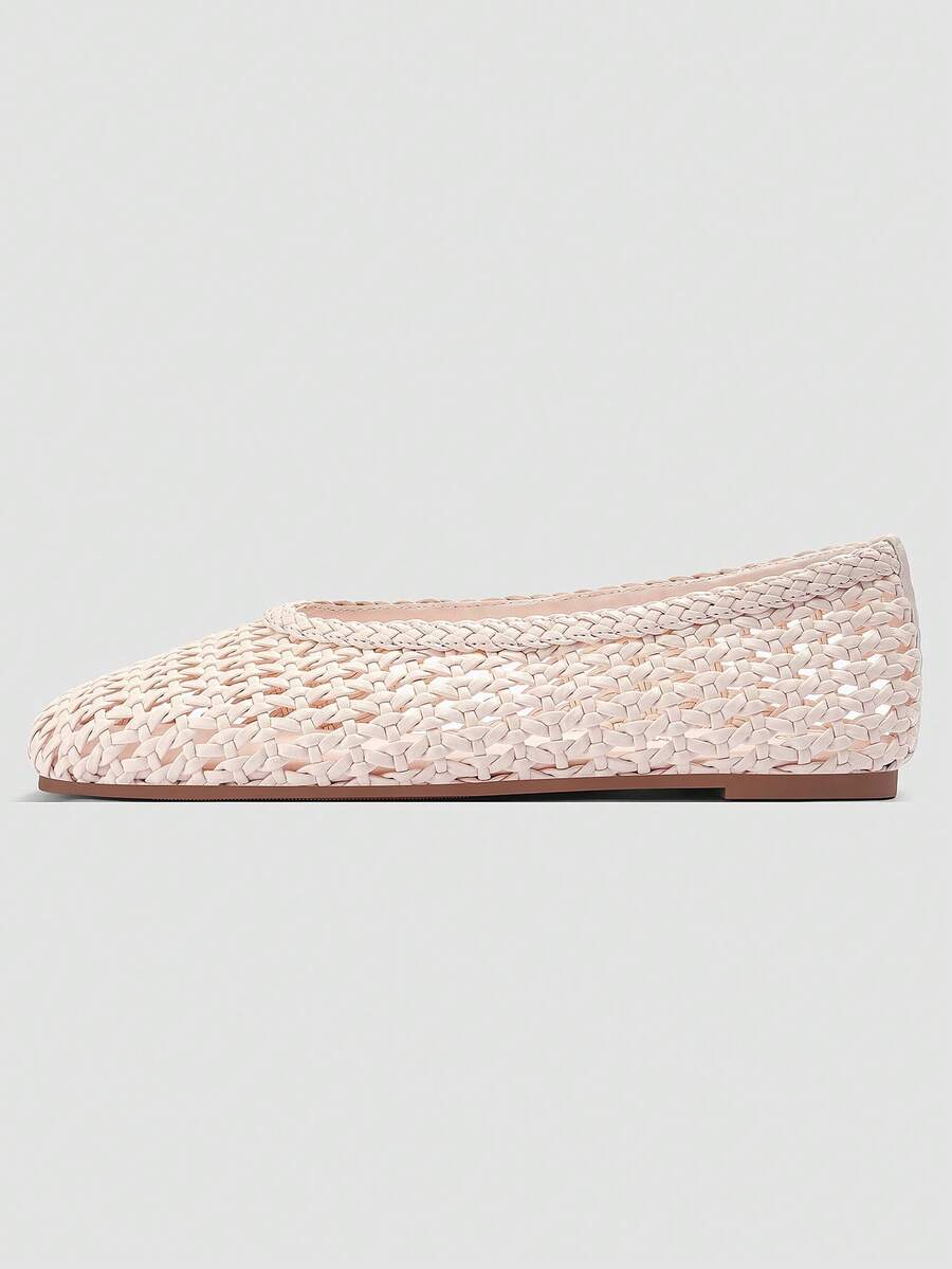 ADAMUMU Plus Size New Handmade PU Material Woven Shallow Flat Ballet Shoes For Women, Woven Texture Design, Vintage Luxury, Daily Commute Elegant Versatile Comfortable Women's Shoes - Image 5