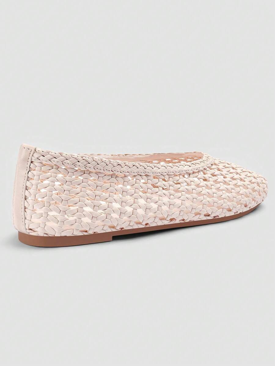 ADAMUMU Plus Size New Handmade PU Material Woven Shallow Flat Ballet Shoes For Women, Woven Texture Design, Vintage Luxury, Daily Commute Elegant Versatile Comfortable Women's Shoes - Image 6