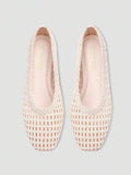ADAMUMU Plus Size New Handmade PU Material Woven Shallow Flat Ballet Shoes For Women, Woven Texture Design, Vintage Luxury, Daily Commute Elegant Versatile Comfortable Women's Shoes - Image 1
