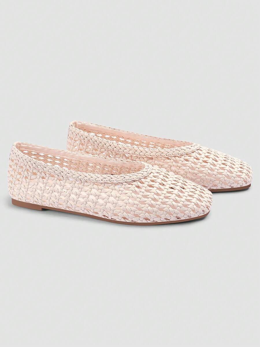 ADAMUMU Plus Size New Handmade PU Material Woven Shallow Flat Ballet Shoes For Women, Woven Texture Design, Vintage Luxury, Daily Commute Elegant Versatile Comfortable Women's Shoes - Image 4
