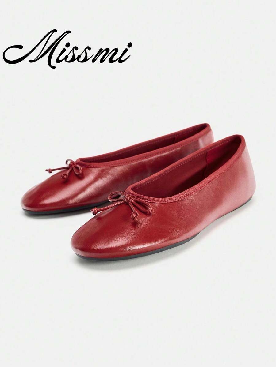ROMWE Kawaii Women's Red Mary Jane Loafers, Closed Toe, Bow Lace Lolita Ballet Flats For Christmas Y2K 2000s Style - Image 22